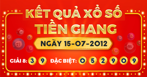 Kết quả xổ số Tiền Giang ngày 15/7/2012