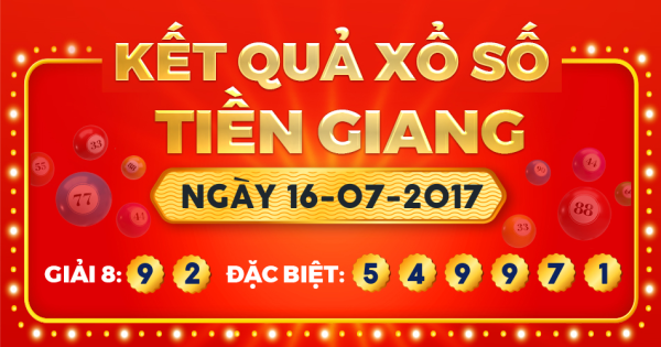 Kết quả xổ số Tiền Giang ngày 16/7/2017